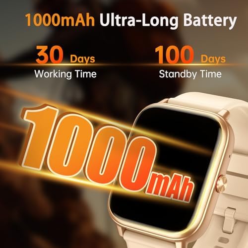 Smart Watch Fitness Tracker for Men Women, Answer/Make Call, 1000 mAh Battery, 120+ Sport Modes, Step Counter, Sleep Monitor Fitness Watch, Smartwatch for Android iPhone iOS (Golden) - Image 2