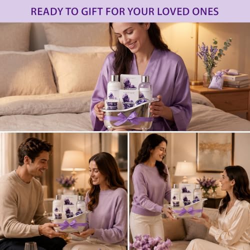 Gift Set for Women Body & Earth Spa Gifts Set Lavender Gift Baskets for Women Bath Sets with Bubble Bath Body Lotion Scented Candle Christmas Gifts for mom，Wife - Image 3