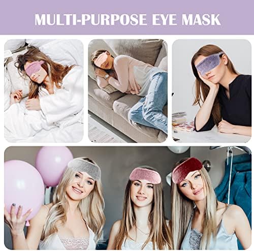 RAYNAG 4 Pack Plush Sleep Mask Soft Comfortable Blindfold Eye Cover for Sleepover Gift Birthday Party Favors, Silky Fabric on the Back, Cozy, Fluffy and Furry #3, Purple - Image 6