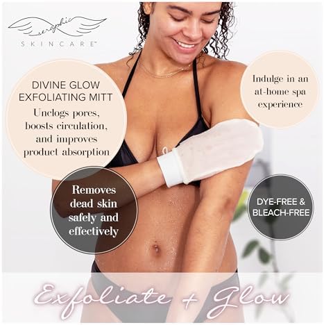 Divine Glow Exfoliating Mitt for Body 2pcs - Body Scrub Glove & Exfoliator - Image 2