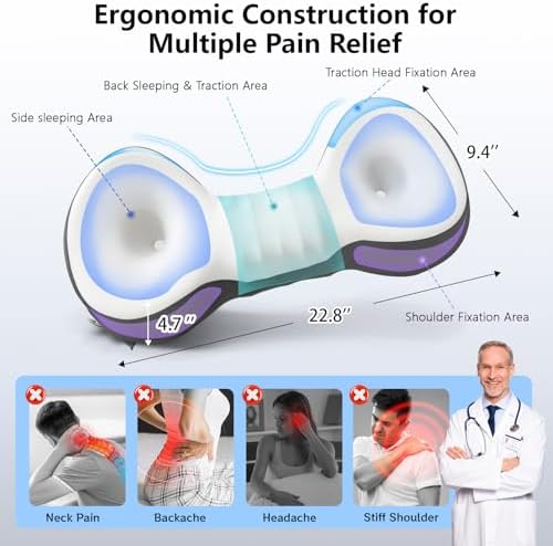 Cervical Neck Roll Pillow, Say Goodbye to Neck Pain, Travel Neck Support Pillow for Side Sleepers, Ergonomic Memory Foam Camping Pillow, Cervical Traction Device with Storage Bag - Image 5