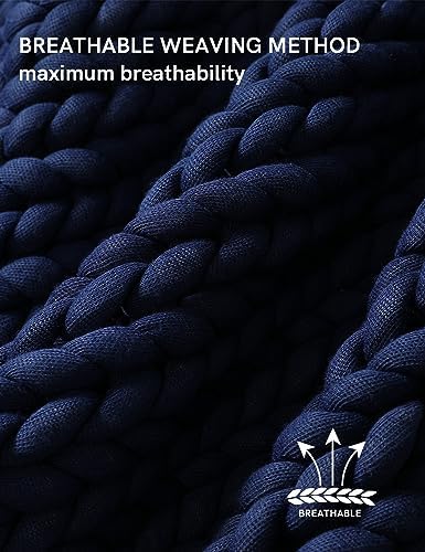 YnM Chunky Throw Blanket, Medium-Weight, Hand Knitted, Skin Friendly, Ventilated and Breathable, Machine Washable, Home Décor Piece for Couch, Sofa and Bed (Indigo Blue, 50x70 Inch) - Image 5