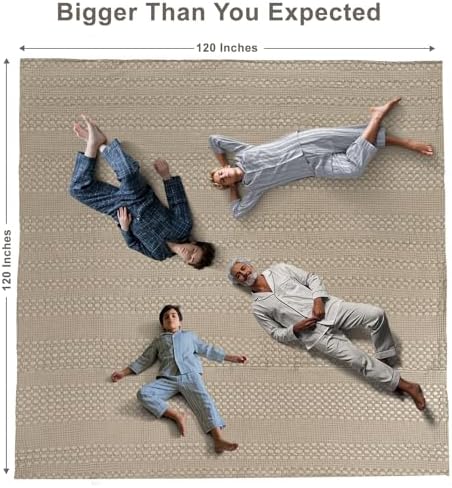 PHF Lightweight 100% Cotton Waffle Blanket, Oversized King, Taupe - Image 6