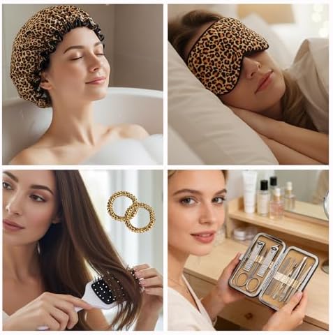 Mother's Day Gifts for Mom, 33 Pcs XXL Leopard Bath and Body Gifts Basket Set for Women, Hydrating Skin Care Set, Self Care Gifts Kit, Birthday, Home Spa Gift Set for Women, Christmas, Anniversary - Image 6
