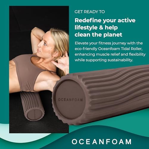 Oceanfoam Tidal Roller - Espresso - Muscle Massage Foam Roller for Back Pain & Stretching - Firm and Ergonomic Wide Wave Textured - Yoga, Athletics, & Wellness - Full Size, 20" x 5" - Image 3