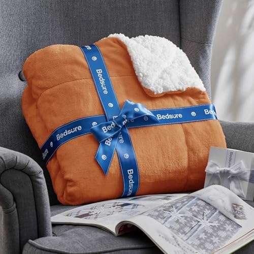 Bedsure GentleSoft Sherpa Fleece Blanket Queen Size for Bed, Non-Heated, Thick and Warm Throw for Women and Men, Soft Fuzzy Plush Queen Blanket for Fall, Burnt Orange, 90x90 Inches - Image 7