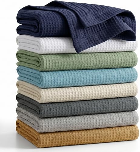 Tex Trend 100% Cotton Waffle Weave Blanket Twin Size - Soft, Breathable Cooling Blanket for Bed, Lightweight Cozy Summer & Spring Bedding, Ivory, 60x90 by TEXTREND