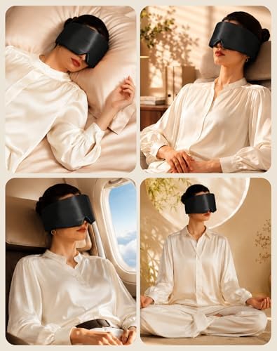 SilkSilky 22 Momme Mulberry Silk Sleep Mask for Side Sleepers, Black - Image 6