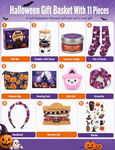 11 Pcs Halloween Boo Basket Stuffer for Women, Build a Boo Basket Kit - Image 3