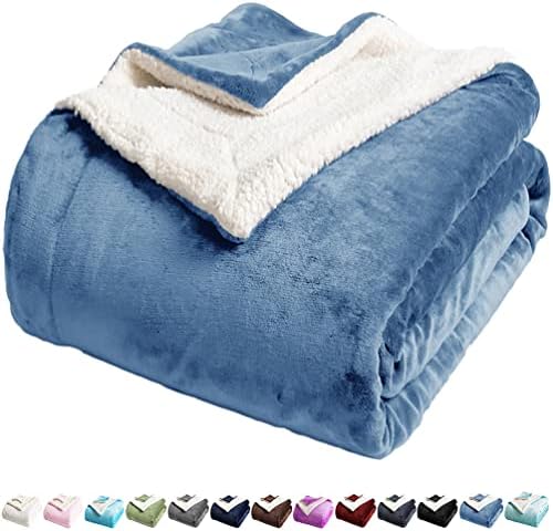 LBRO2M Sherpa Fleece Bed Blanket Twin Size,Super Soft Fuzzy Plush Warm Cozy Fluffy Microfiber Couch Throw Velvet Double Reversible Luxurious Blankets (Light Blue,Twin(65x90 Inches)) by LBRO2MBedding