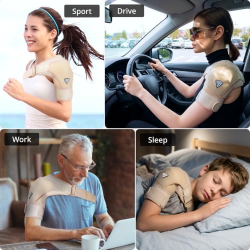 FIGHTECH Rotator Cuff Shoulder Brace for Women and Men - 2 Sizes - Shoulder Support - Pain Relief - Nude - Small (Chest 29-35" Bicep 9-12") - Image 3