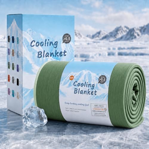 Topcee Cooling Blanket for Night Sweats Absorbs Heat to Keep Adults, Children Cool on Warm Nights, Q-Max 0.5 Cooling Blankets for Hot Sleepers, Ultra-Cool Lightweight Sofa Throw Blanket (50"x70") by Topcee%E2%80%94ForYourGoodSleep