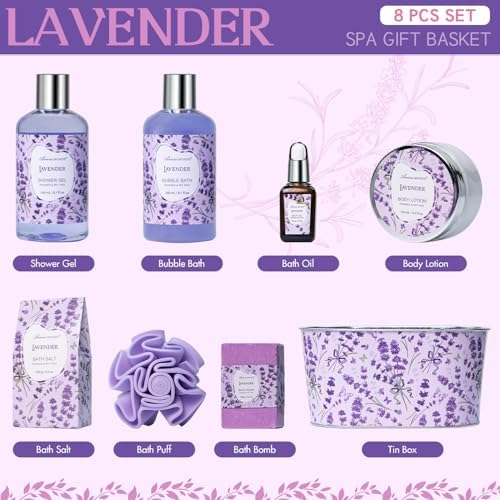 Gifts for Women Lavender Gift Basket for Women Relaxing Bath Gift Basket - Image 2