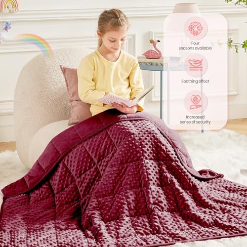 Weighted Blanket - 2 lbs Burgundy Minky Heavy Blanket, 19"x21", Small Size Breathable Lap Blanket - Image 3