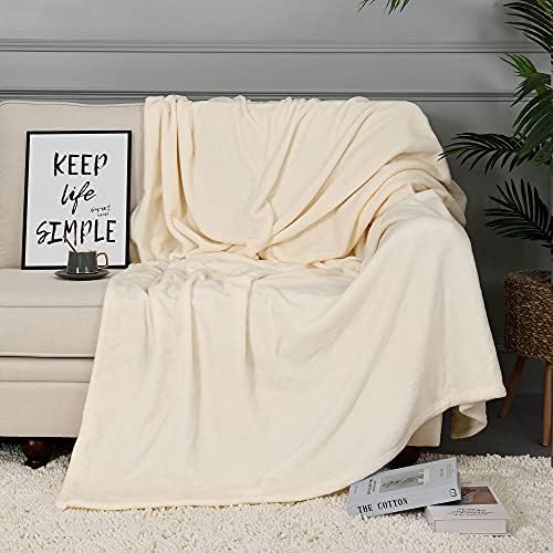 NANPIPER Fleece Blankets, Super Soft Flannel Queen Size Blanket for Bed, Luxury Cozy Microfiber Plush Fuzzy Blanket,Ivory White - Image 5