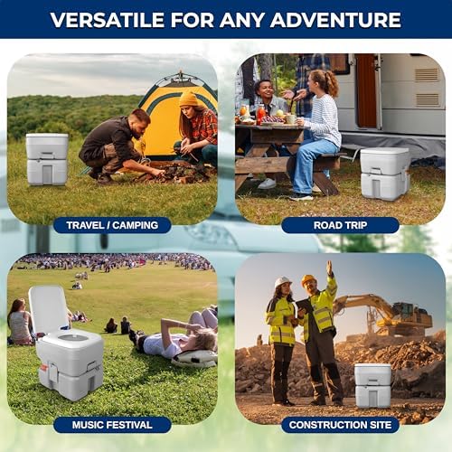 SereneLife Portable Toilet 5.3 Gal Camping Travel Outdoor Flush Toilet Seat - Image 6