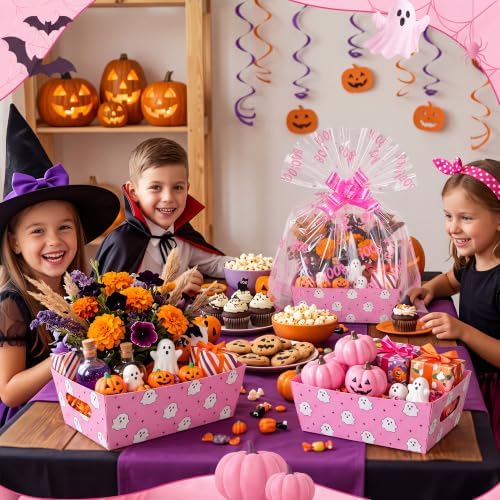 Maitys 24 Sets Halloween Empty Gift Baskets Bulk with Boo Cellophane Bags - Image 2