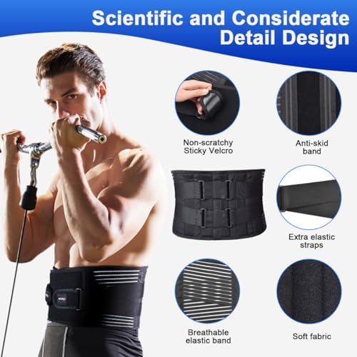 Back Braces for Men and Women, Back Support Belt for Lower Back Pain Relief with 6 Stays, Breathable Lumbar Support Belt with Dual Adjustable Straps for Sciatica,Herniated Disc(S) - Image 4