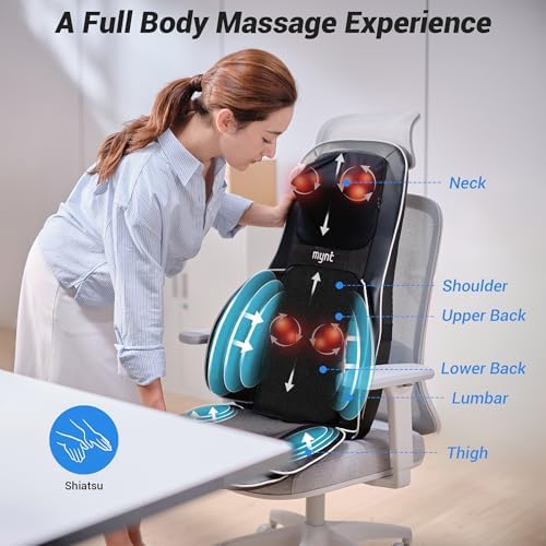 Mynt Shiatsu Neck Back Massager for Chair with 10 Deep Kneading Nodes Black - Image 3