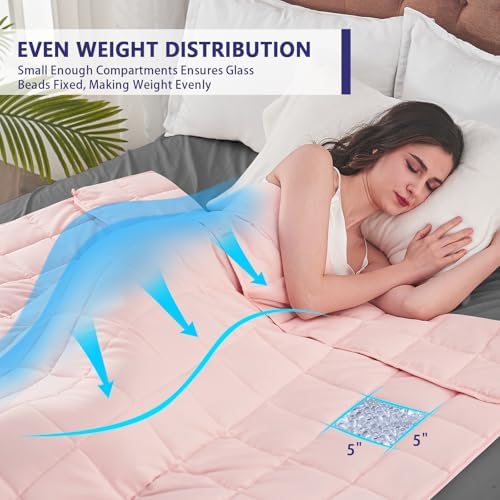 yescool Weighted Blanket for Adults 20lbs Queen Size, 60" x 80", Pink - Image 3