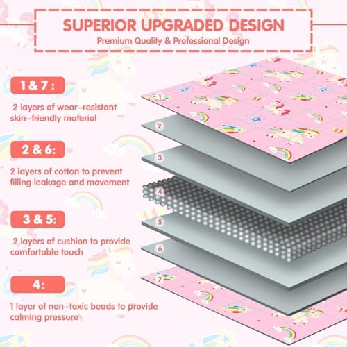 yescool Unicorn Weighted Blanket 10 Pounds Twin Cooling Weighted Lap Blanket, Pink Rainbow Heavy Blanket, Breathable Weighted Throw Blanket Gifts for 80-110lbs, 48"x72" - Image 7