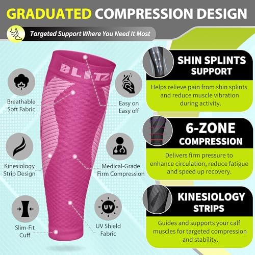 BLITZU Calf Compression Sleeves, Footless Compression Socks for Men & Women - Image 3