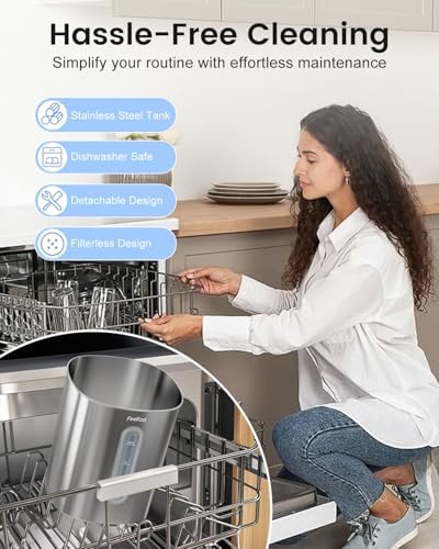 Feekaa Stainless Steel Humidifier, Easy Clean Dishwasher Safe, 4L/1Gal Cool Mist Humidifiers for Bedroom, Humidifiers for Baby, Humidifier Large Room for Nursery, Plant, Office, Living Room, White - Image 3