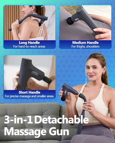 3-in-1 Detachable Massage Gun Deep Tissue with Extension Long Handle - Image 3