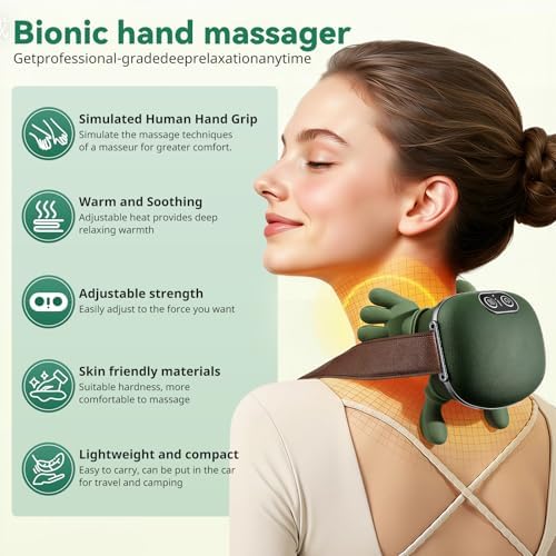 Neck and Shoulder Massager - Bionic Heated Massager, Cordless Portable Electric Shiatsu Massager, Deep Tissue 4D Kneading Massage, Simulated Human fingers Design for Pain Relief and Muscle Relax - Image 4