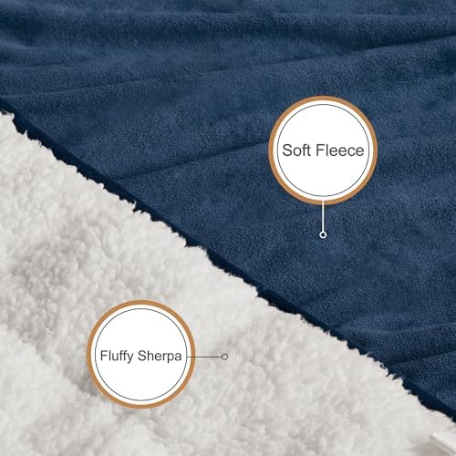 Weighted Blanket for Adults 20lbs, Queen Size Soft Cozy Fleece Sherpa Heavy Blankets for Sofa Bed, Dual Sided Comfort, Navy Blue, 60x80 Inch - Image 4