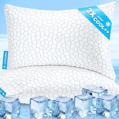 Cooling Pillows King Size Set of 2, Firm Shredded Memory Foam Pillows for Side Back Stomach Sleepers, Two-Sided Cool Neck Pillow for Neck Shoulder Pain, Luxury Gel Cold Bed Pillow for Hot Sleepers by SUPAMODERN