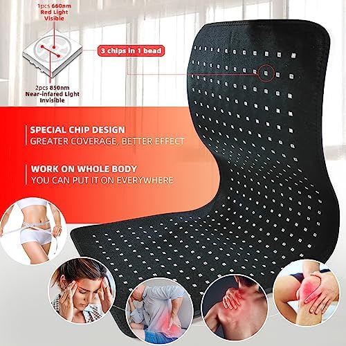 Red Light Therapy, Infrared Light Therapy 31.6" * 11.8" Large Wrap Pad 360LEDs for Body Back Waist Knee Joint Pain Relief, Muscle Repair, Decrease Inflammation, Ideal Gift - Image 3