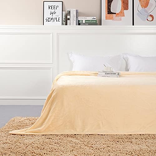 NANPIPER Fleece Blankets, Super Soft Flannel Queen Size Blanket for Bed, Luxury Cozy Microfiber Plush Fuzzy Blanket,Beige - Image 4