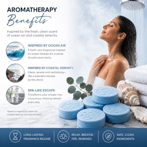 Dermasuri Shower Steamers Aromatherapy, Coastal Calm Shower Tablets - Image 4