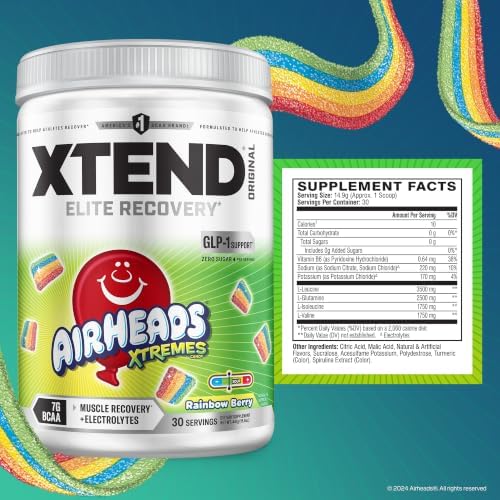 Xtend Original BCAA Powder, Zero Sugar, Air Heads Rainbow Berry, 30 Serv - Image 2
