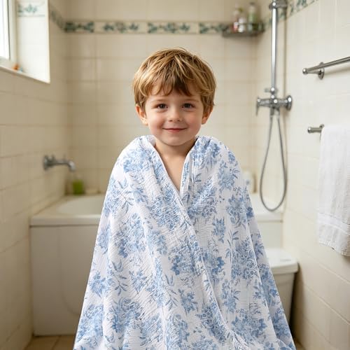Viviland Fleece Throw Blanket Reversible Muslin Blankets, Soft Throw Blanket for Couch and Bed, Breathable Quilt Bedspread, Gauze Bedding for Adults, Large 50x70 inch, Blue Nerrah - Image 5
