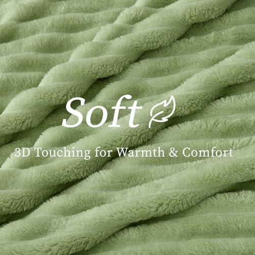 BEDELITE Ribbed Twin Blanket for Couch & Bed, Sage Green, 60"x80" - Image 4