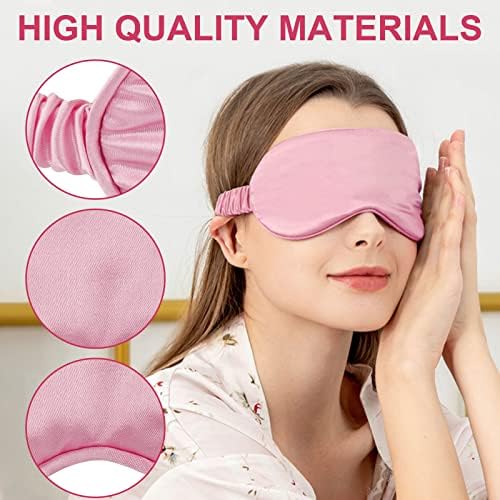 IEKEODI 2 Pack Silk Sleep Masks, Light Blocking Eye Masks, Black & Pink - Image 3