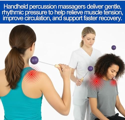 Bongers Handheld Percussion Massage Tool – Deep Tissue Trigger Point Tapping Sticks for Whole Body Pain Relief & Muscle Relaxation (Pink Rainbow Cosmic) - Image 5