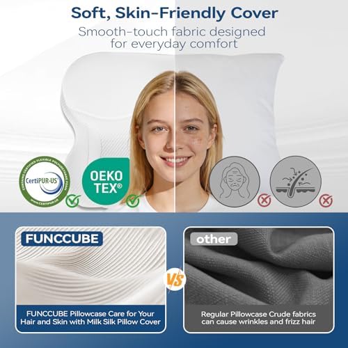 Cervical Neck Pillow - Memory Foam Pillow for Pain Relief Sleeping, Ergonomic Neck Support Contour Pillows for Side Back Stomach Sleepers,Orthopedic Breathable Pillowcase (Ivory) - Image 7
