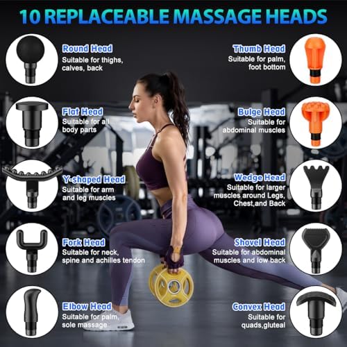 TOLOCO Massage Gun, Deep Tissue Back Massage for Athletes for Pain Relief, Percussion Massager with 10 Massages Heads & Silent Brushless Motor, Fathers Day Dad Gifts, Grey - Image 4