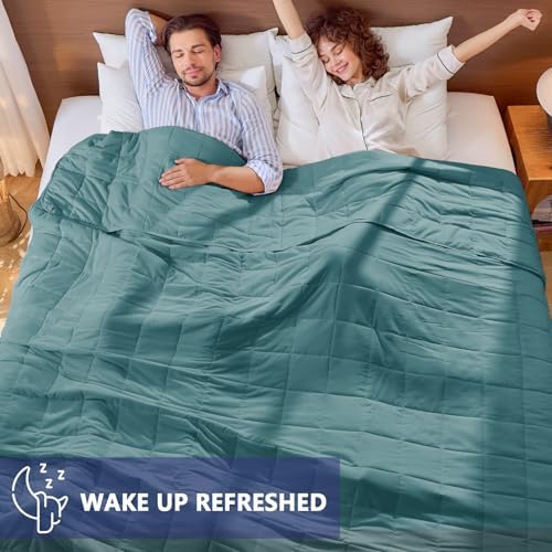yescool Weighted Blanket for Adults (20 lbs, 88” x 104”, Teal) Cooling Heavy Blanket for Sleeping Perfect for 190-210 lbs, Queen Size Breathable Blanket with Premium Glass Bead, Machine Washable - Image 5