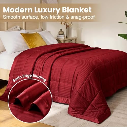 downluxe King Size Blanket with Satin Trim, Lightweight Down Alternative King Blanket for All Season, Machine Washable (Red, 108 x 90 Inch) - Image 3