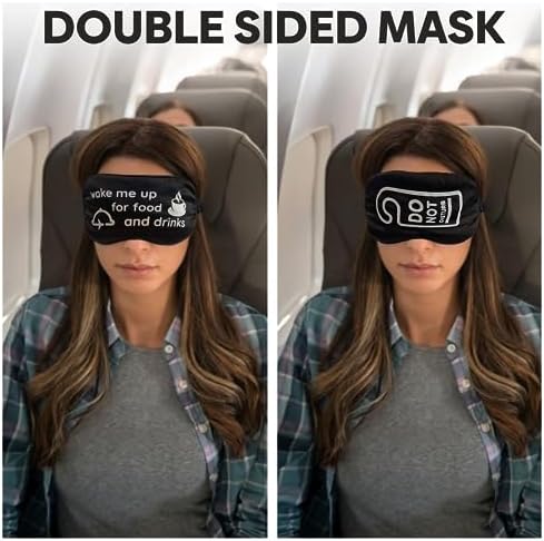 VITYA Black Do Not Disturb/Wake Me Up Double-Sided Silk Sleep Mask for Women/Men | Sleep Mask Light Blocking | Soft Breathable Sleep Eye Mask for Traveling on Airplane | Eye Mask with Elastic Strap - Image 3