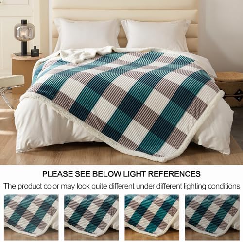 Gracelife Sherpa Fleece Throw Blanket for Couch, Fluffy Plush Warm Fuzzy Blanket for Women and Men, Cozy Thick Soft Twin Blanket for Bed, Teal, 80x90 Inches - Image 2