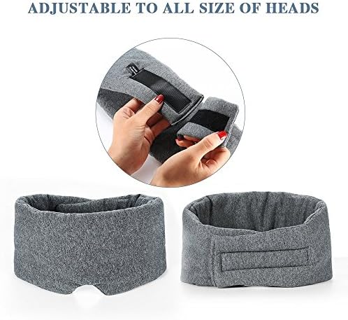 FRESHME Cotton Sleep Eye Mask for Women Men - 100% Blocking Light Travel Blindfold, Soft Zero Pressure Grey Eyes Cover with Adjustable Velcro Strap for Side Sleeper Night Sleeping, Work Nap and Yoga - Image 6