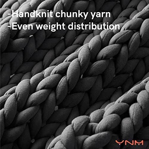 YnM Weighted Blanket, Handmade Chunky Yarn Knitted Design, Soft and Cozy, Temperature Regulating and Breathable, Machine Washable Throw for Sleep or Home Decor (Dark Grey, 60x80 Inch, 15lbs) - Image 2