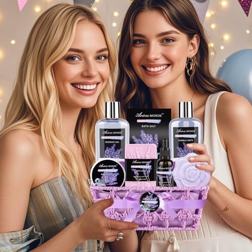 Lavender Spa Gift Baskets for Women, 9pcs Spa Set Gifts for Mom, Wife - Image 6