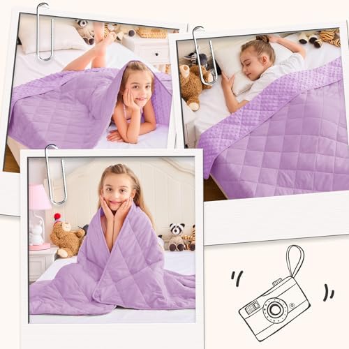 yescool Weighted Blanket 3 lb Light Purple Small Weighted Lap Blanket for Boys and Girls, Cooling Weighted Throw Blankets Minky Heavy Blankets, for 20-45lbs, 36 * 48in - Image 5