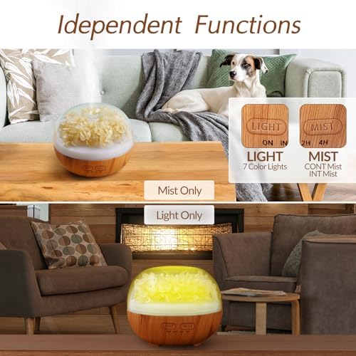 Aromatherapy Essential Oil Diffuser, 300ml Air Diffuser Humidifier with 7 LED Colors, Timer & Auto-Off for Home Bedroom Office (Beige) - Image 2